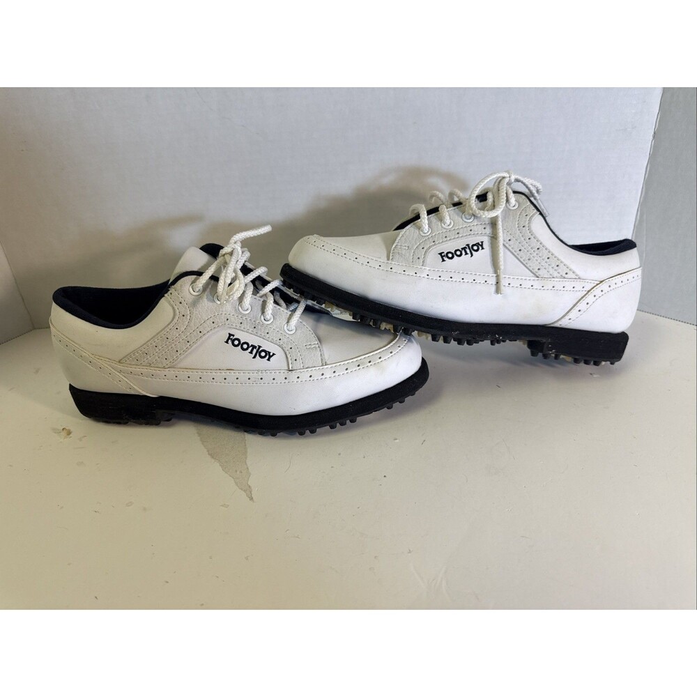 Womens FOOTJOY GreenJoys Size 5.5M Soft Spike White Golf Shoes ⛳️ EUC 🔥🔥